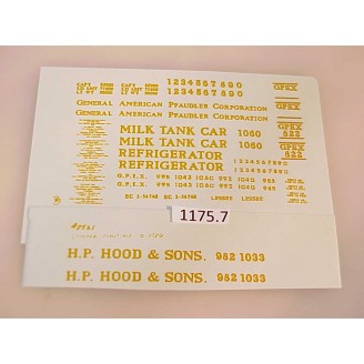 1175-7 - HO Scale - Overland Milk Cars, GPEX Pfaudler Milk Tank, "HP Hoods & Sons" - Pkg. 1